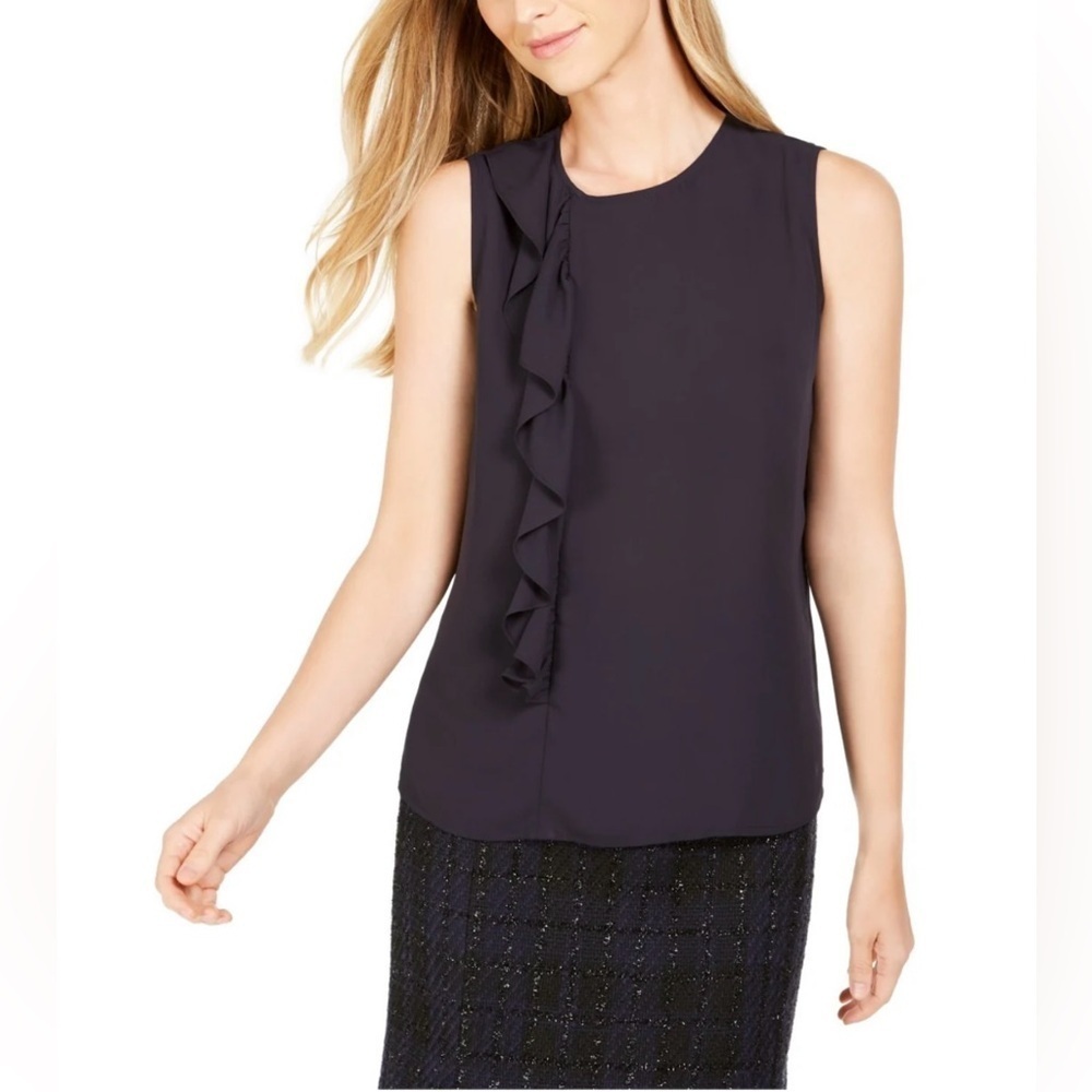 Calvin Klein Women's Side-Ruffle Sleeveless Top Size M